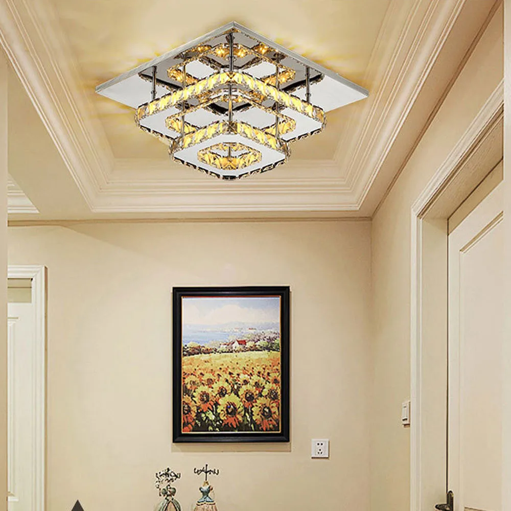 

Square Crystal Ceiling Lamp LED Ceiling Lamp Modern Minimalist Living Room Ceiling Lamp Hallway Corridor Restaurant Lamps