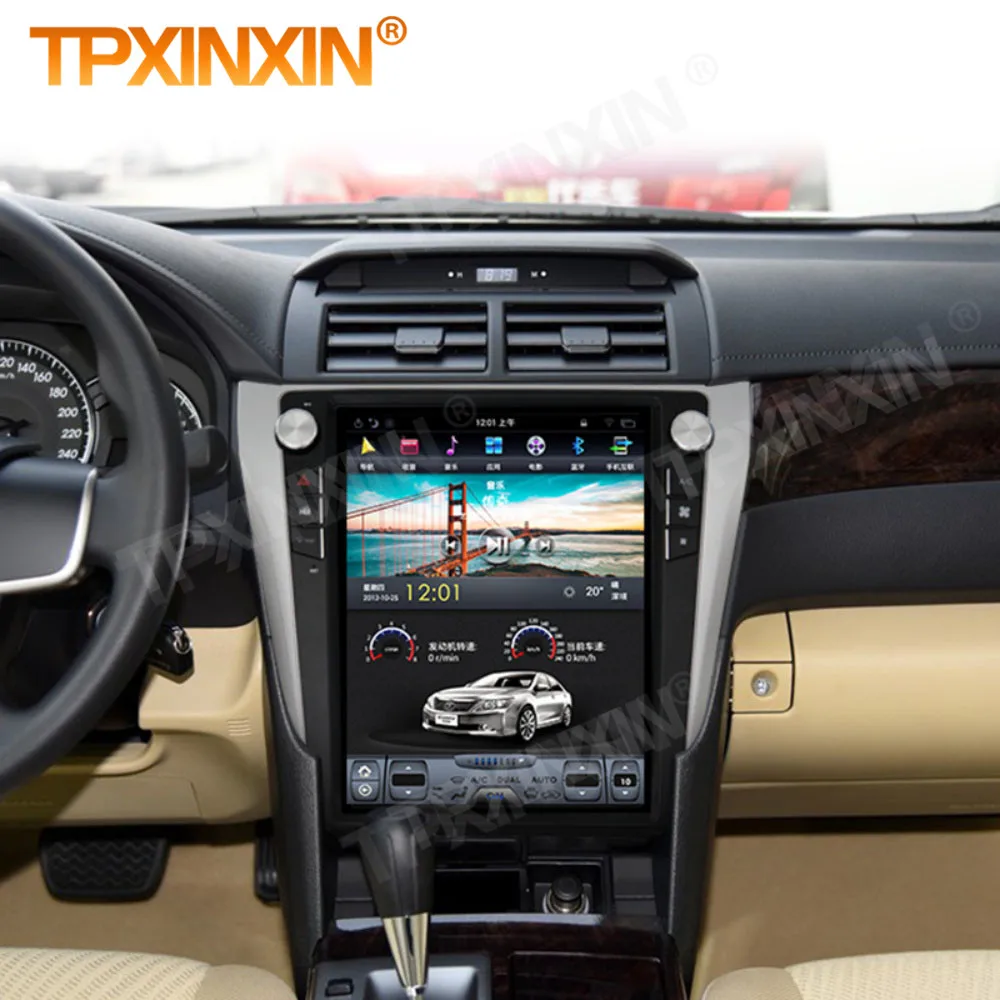 Carplay 2 Din Android 9 Tesla Multimedia Stereo For Toyota Camry 2012 2013 2014 2015 2016 GPS BT Radio Receiver Player Head Unit