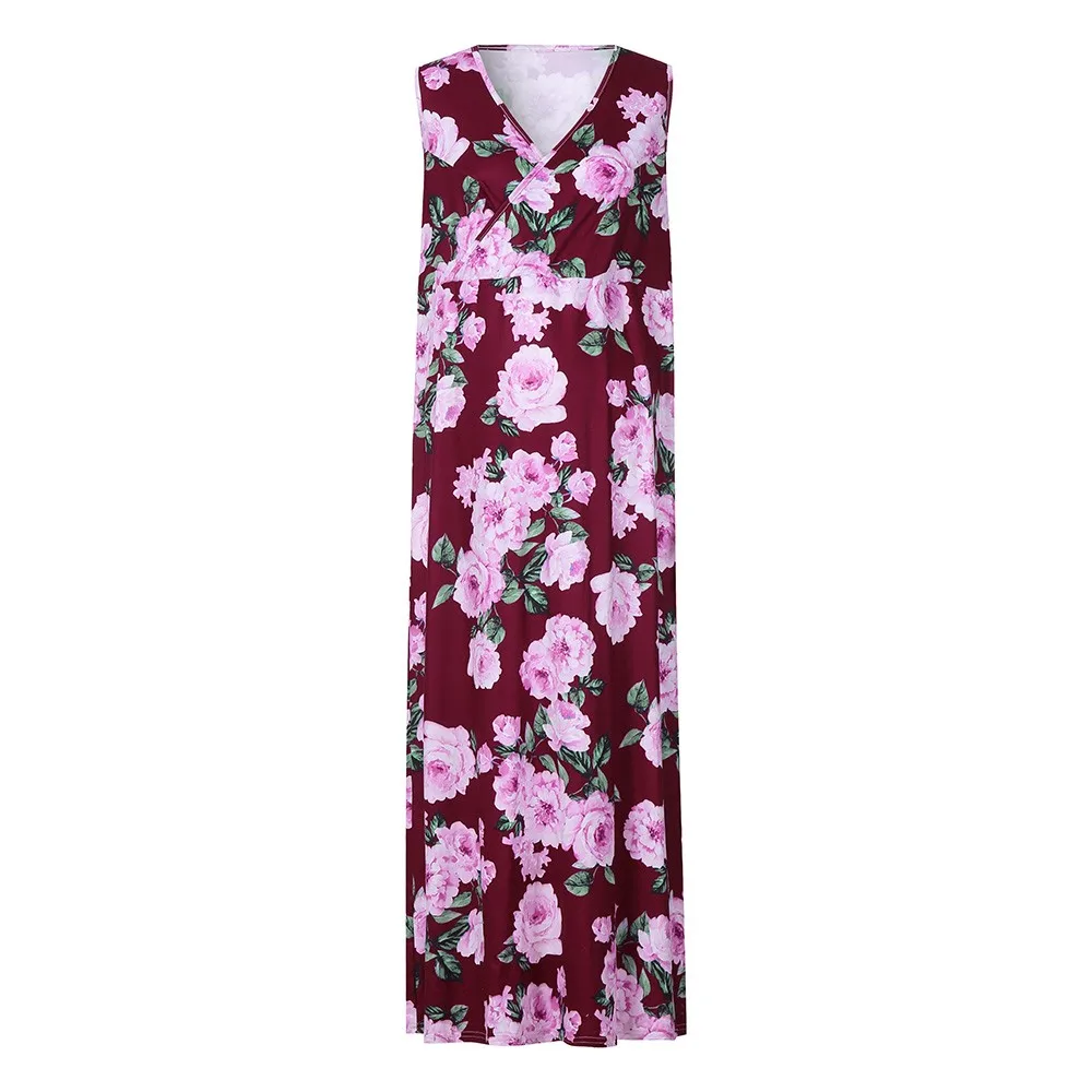 

Maternity Women Dress maternity Dresses Summer Womens Nursing Sleeveless Pregnancy Floral Print Maternity Long Dress casual