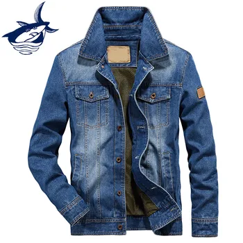 

Fashion Stylish Denim Jacket Men High Quality European Style Retro Blue Jeans Jacket Streetwear Tace & Shark Brand Clothing