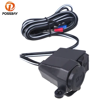 

POSSBAY Universal 12-24V Waterproof Auto Motorcycle Charger Handlebar USB Charger Clamp with USB Cigarette Light