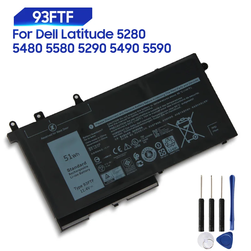 

Original Replacement Battery For Dell Latitude 5280 5490 5590 5480 5580 5290 93FTF D4CMT 4YFVG 083XPC 83XPC Genuine Battery 51Wh