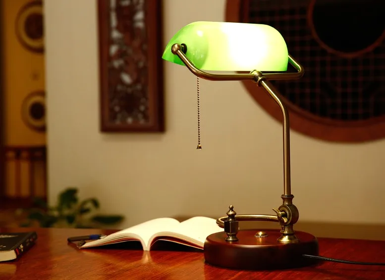 Bankers-desk-lamp-vintage-table-lighting-fixture-green-glass-cover-shade-birch-wood-base-antique-adjustable (2)