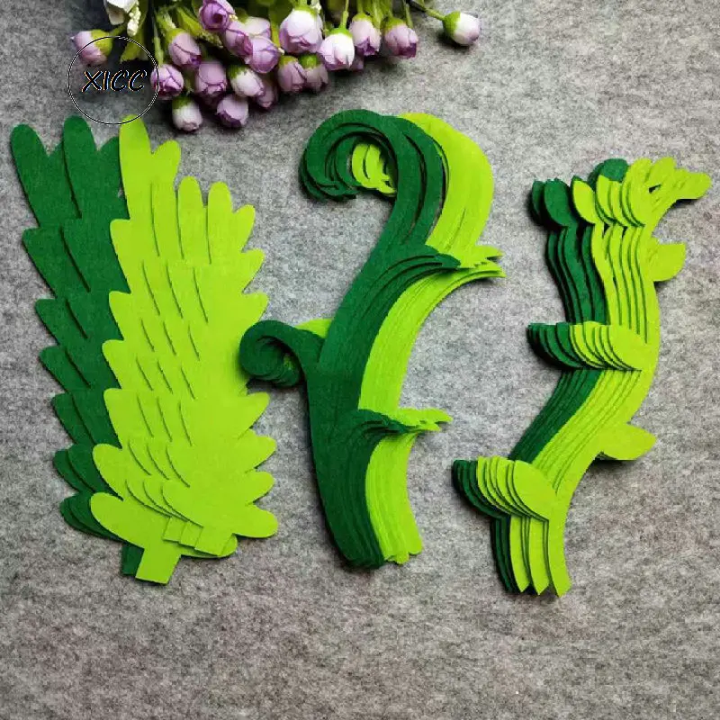 TN Leaves Non-woven Wicker Curved Wall Stickers Fish Ocean Water Grass Seaweed Felt Fabric Kindergarten Decoration Classroom DIY