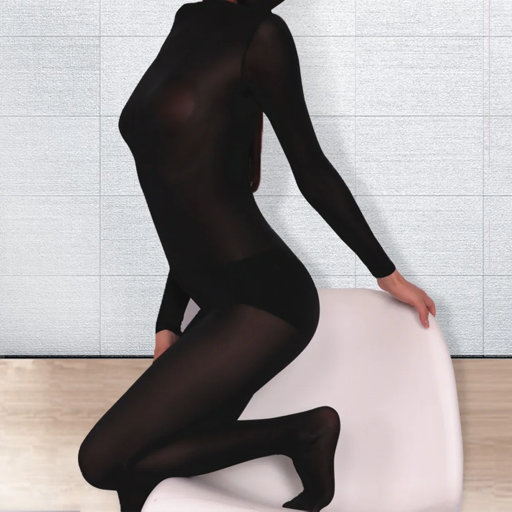Ice Silk Full Body Bodysuit Sexy Thin Lycra Pantyhose Catsuit Shapewear
