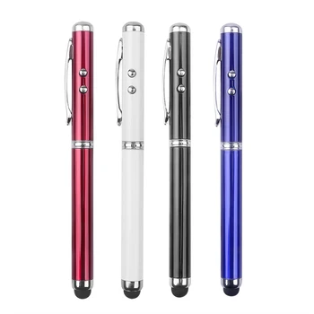 

Latest Colorful Durable 4 In 1 Laser Pointer LED Torch Touch Screen Stylus Ball Pen For IPhone Tablets Touch Pens For IPod