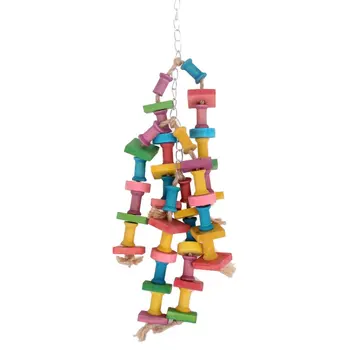

Colorful Wood Parrot Toys Durable Macaw Cage Chew Bird Toys For Parrots Pet Bird Conure Swing Scratcher