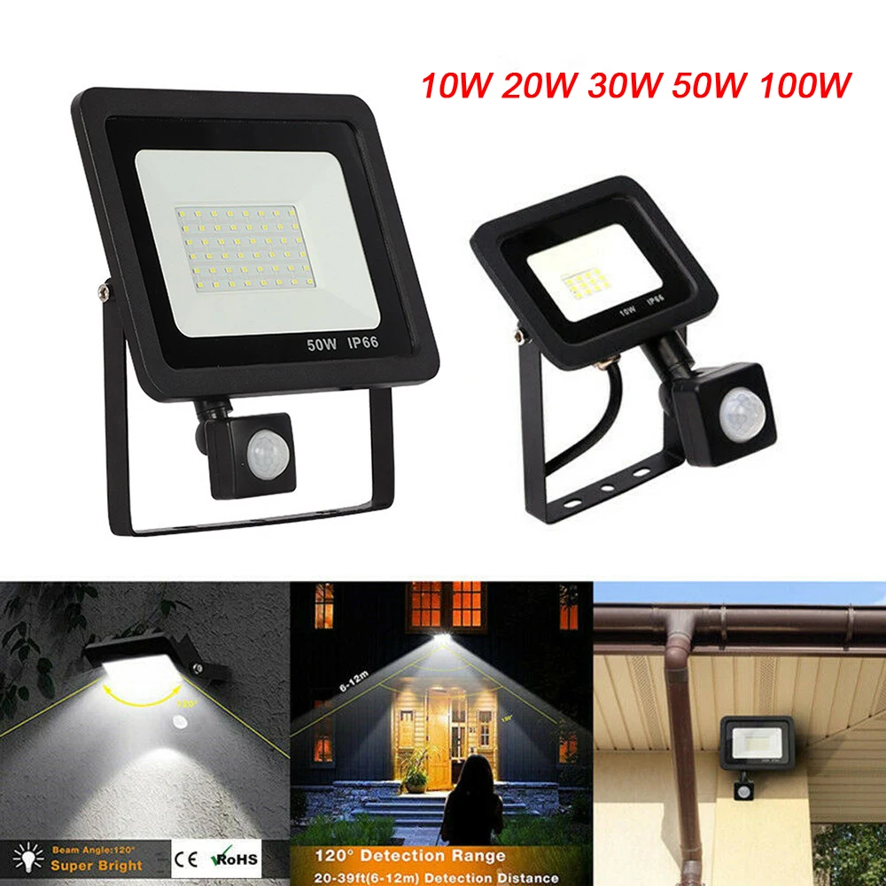 

10W 20W 30W 50W 100W Motion Sensor LED Floodlight AC220V Outdoor Waterproof Led Spotlight for Garden Wall Street Flood Light