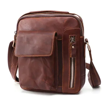 

Small Genuine Leather Shoulder Bag for Men High Quality Leather Messenger Crossbody Bag Male Phone Pouch Bag PAD Handbag