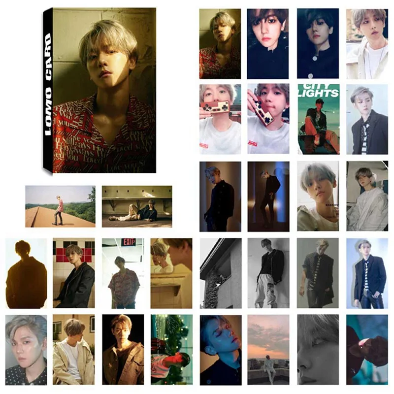 30 шт./компл. K-pop EXO новые Ablum Lomo карты Baekhyun фото с металлической коробкой |