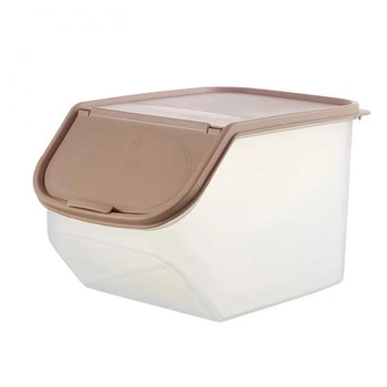 

Dried Food Storage Sealed Box With Measuring Cup Plastic Kitchen Cereal Flour Rice Bean Grain Container Organizer-Coffee