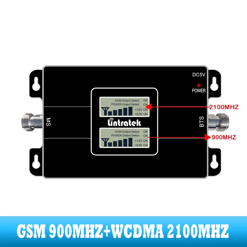 Lintratek Russia GSM 900/2100mhz Celular Bual band Cell Smart Phone Signal Booster WCDMA 3G GSM Signal Repeater 3G Amplifier