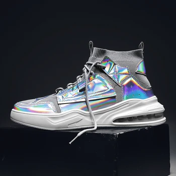 

2020 New Designer Glitter Sneakers Men Shoes Sports Shoes Sock Sneakers Silver Black Gold Casual trainers tennis chaussure homme