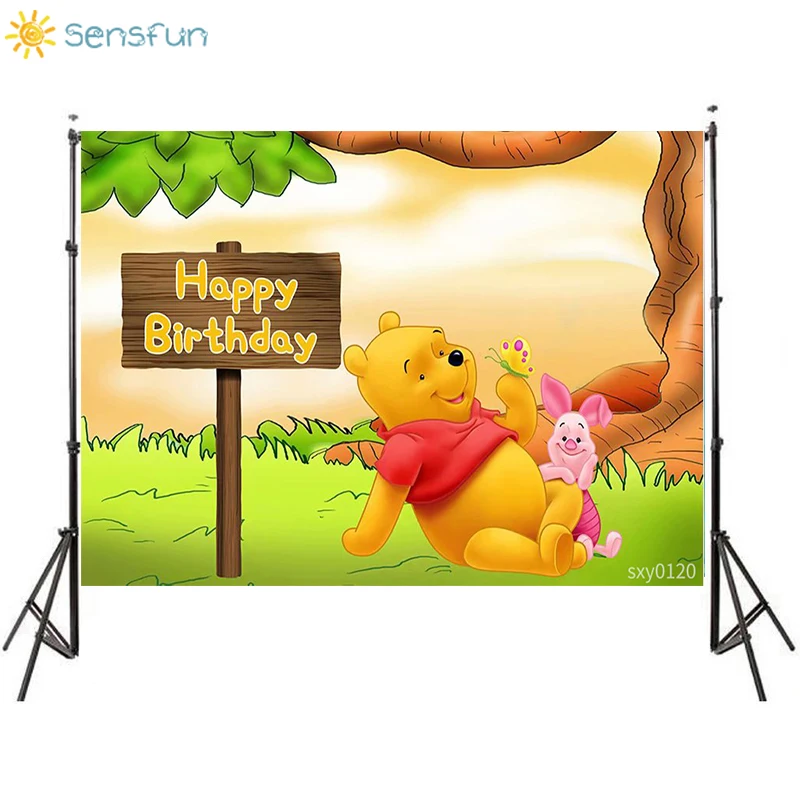 

Sensfun Photography background Winnie Bear Style Birthday Party Background Custom Photocall Backdrop Photo Studio Photophone