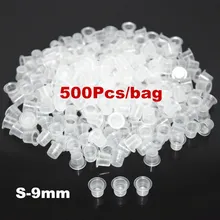 500 шт./пакет тату Чернила чашки пластиковая шапочка для татуажа бровей Макияж Пигмент пудреница контейнер с крышкой одноразовые татуировки аксессуары