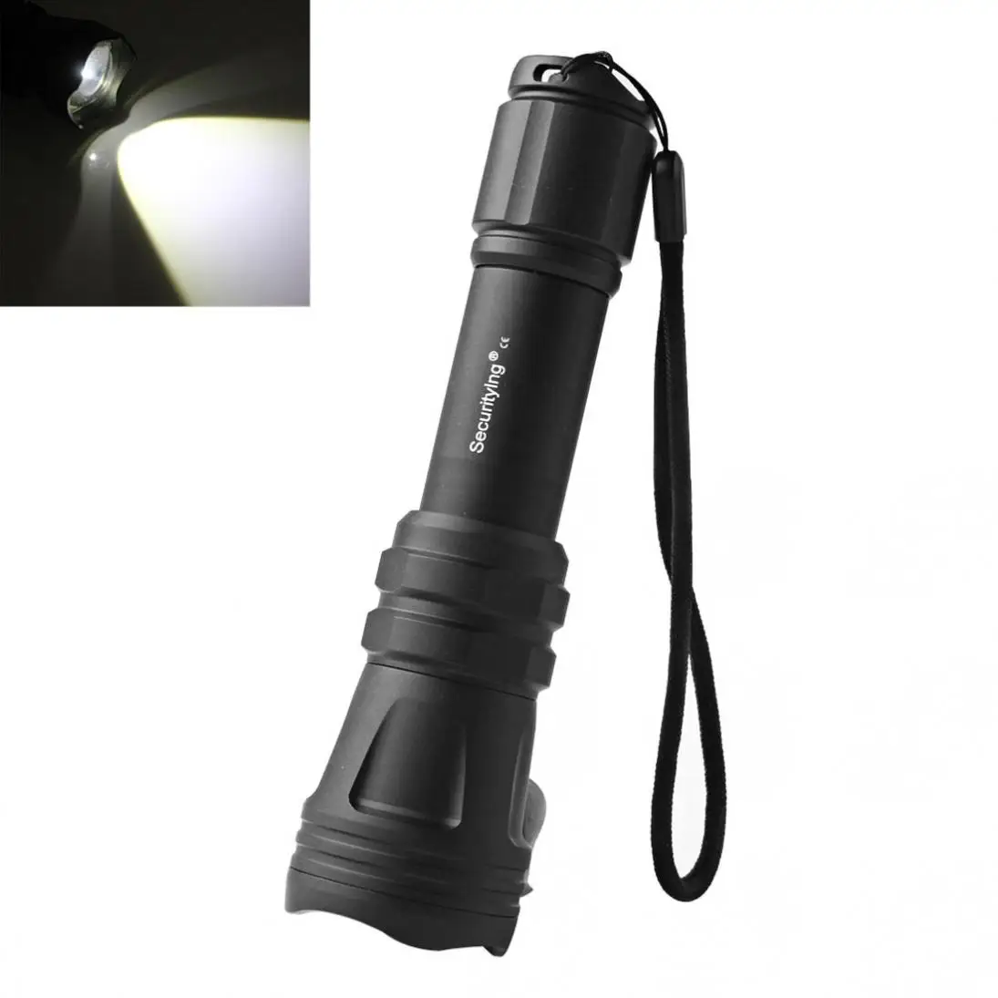 

SecurityIng Flashlight XM-L2 U4 650LM 5 Modes White Led Zoomable Waterproof Torch