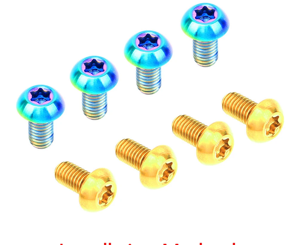 RISK 12Pcs M5x10MM Bicycle Disc Brake Rotor Fixing Bolts TC4 Titanium Bicycle MTB Road Bike Ultralight Brake Screw Cycling Acces