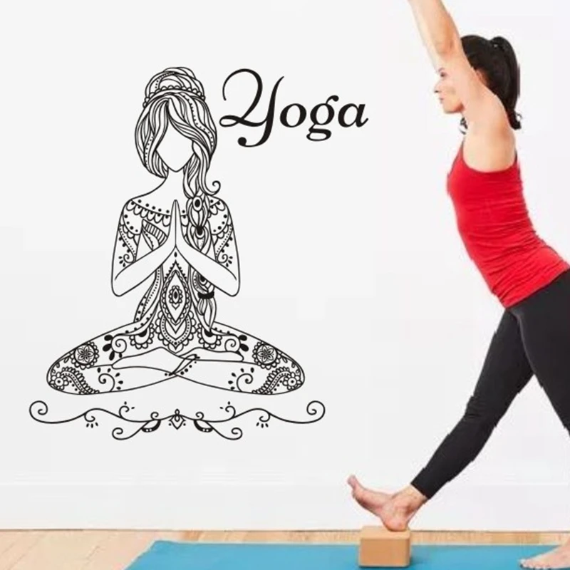 Yoga Chica Citas Namaste Etiqueta De La Pared Hinduismo Pegatina