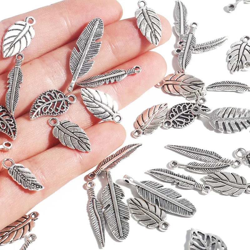 

20-50pcs Vintage Silver Color Life Tree Leaf Charms Maple leaves Charms DIY Necklace Pendant Jewelry Finding Making