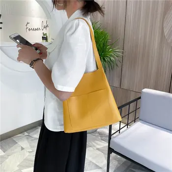 

2020 New Collection Korea Women Bag Pure Color Quality Bucket Autumn Winter Trend Woman Shoulder Bag Ins Popular Large Capacity