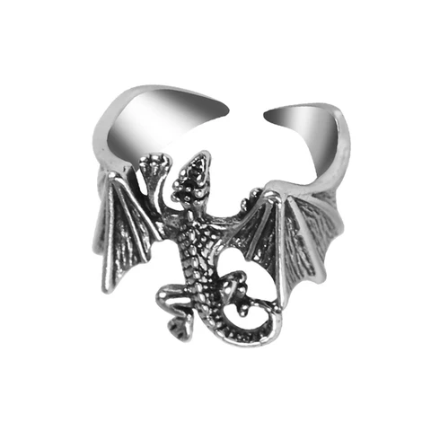 Punk Ancient Silver Bat Ring Personalized Popular Men and Women Fashion Jewellery Animal Rings Adjustable Opening