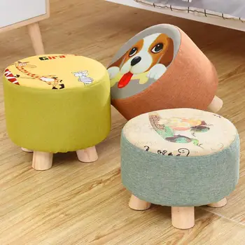 

Household Small Stool Fashionable Sofa Stool Solid Wooden Bench Creative Shoe Stool Living Room Tea Table Stool Cloth Art Adult