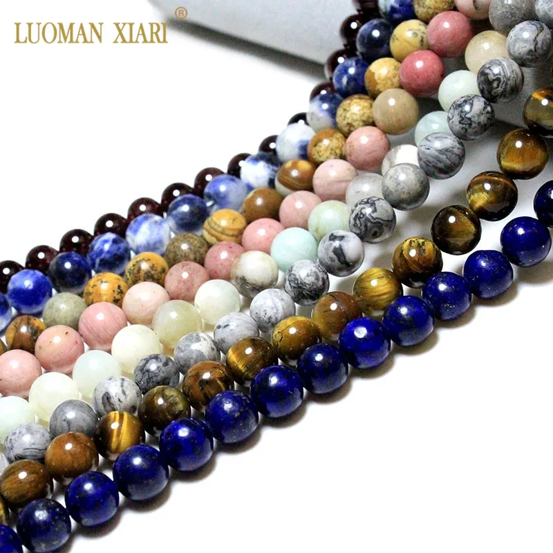 Natural Stone Tiger Eye Crystal Labradorite Amazonite Loose Round Spacer Beads For Jewelry Making DIY Bracelet 4 6 8 10 12MM