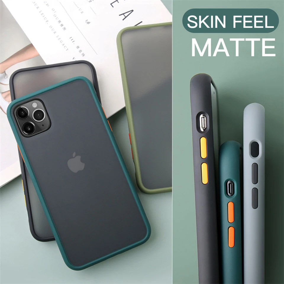 

Shockproof Hybrid Cover For iPhone 11 12 Pro Max Clear Matte Soft Case For iPhone X XS Max XR 10 8 7 6S Plus SE 2020 Carcasa