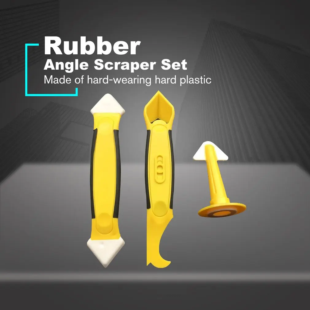 3Pcs Rubber Remove Scraper Set Corner Caulking Grouting Tool Sealant