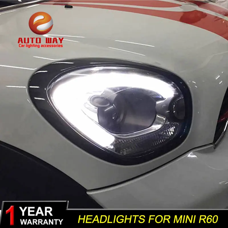 Автомобильный Стильный чехол на голову для BMW mini R60 фары 2007-2013 фары мини R60 светодиодный фонарь DRL двойной луч Биксенон HID