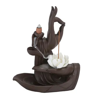 

Cones Purple Clay Incense Burner Buddha Hand Backflow Incense Burner Lotus Home Decor Ceramic Insence Stick Holder Aroma