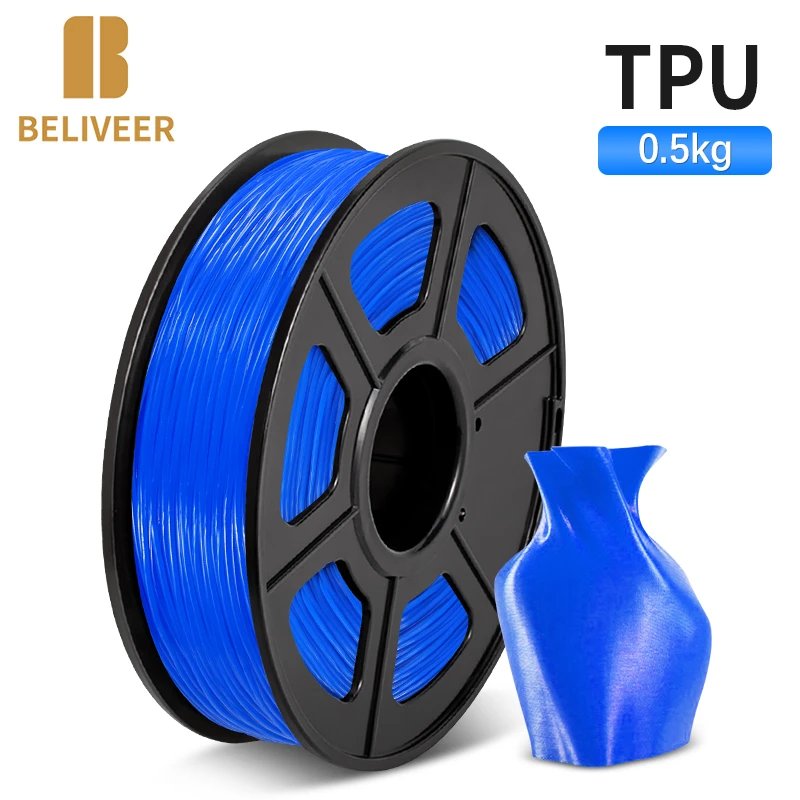 TPU Filament 3D Printer 0.5 KG 1.75 MM Children Creative Model Material Non Toxic For All 3D Printer And 3D Pen BELIVEER 3D