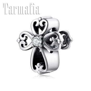 

New 925 Sterling Silver Clear Zircon petal Flower Metal Beads for Jewelry Making Fit Original Women Charm Bracelets DIY Women