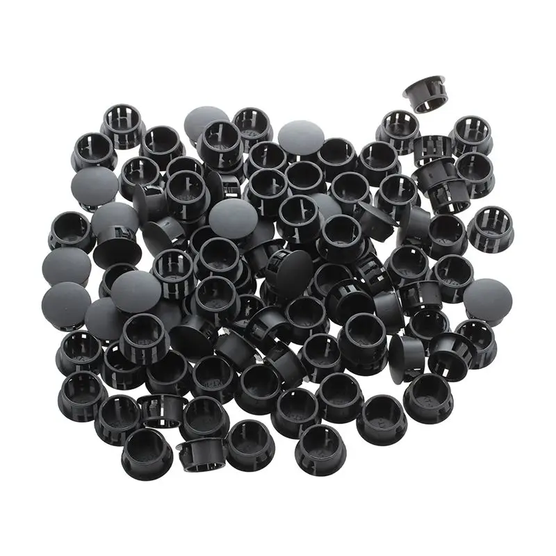 

100 Pieces Black Plastic 5/8" Dia Hole Locking Plugs