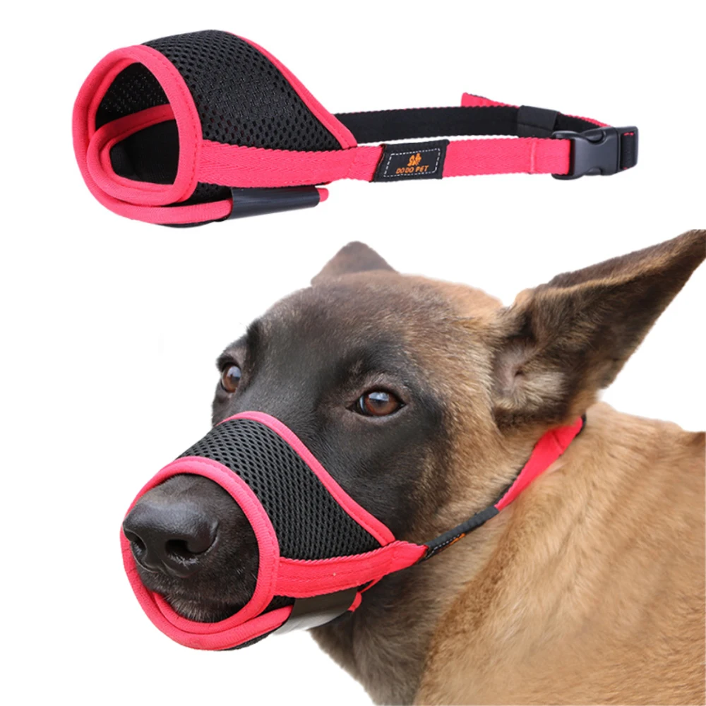 Bozal antiladridos para perros pequeños y grandes, malla transpirable ajustable, boquillas para la boca de nailon para mascotas, funda para mordeduras y ladridos