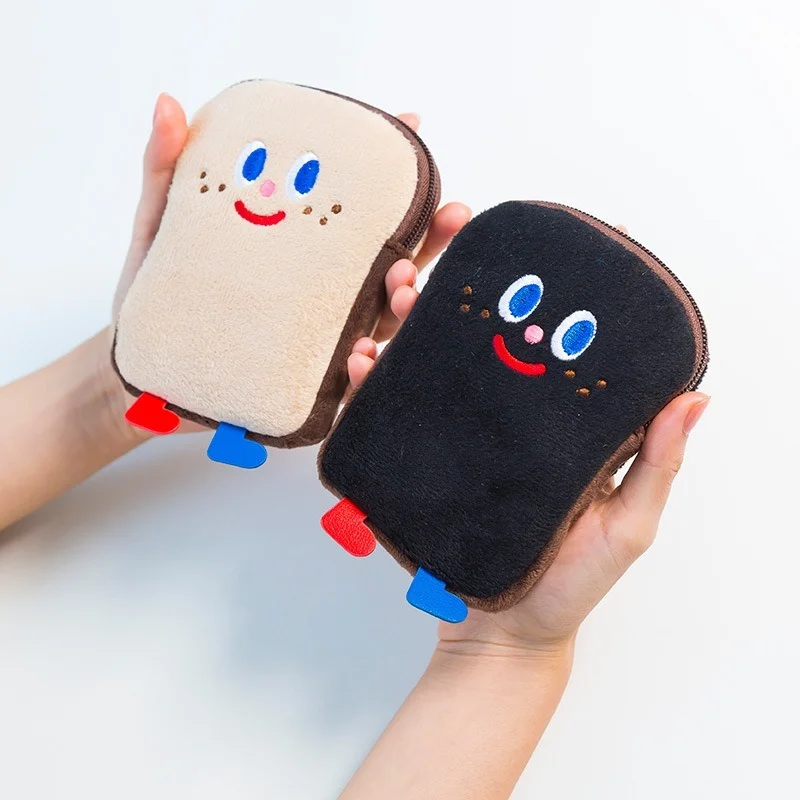 Toast Coin Purse Cute Carton Soft Bread Wallet Students Bus Card Bag Girl Heart Plush Bag Purse Card Pouch Wallets for Women