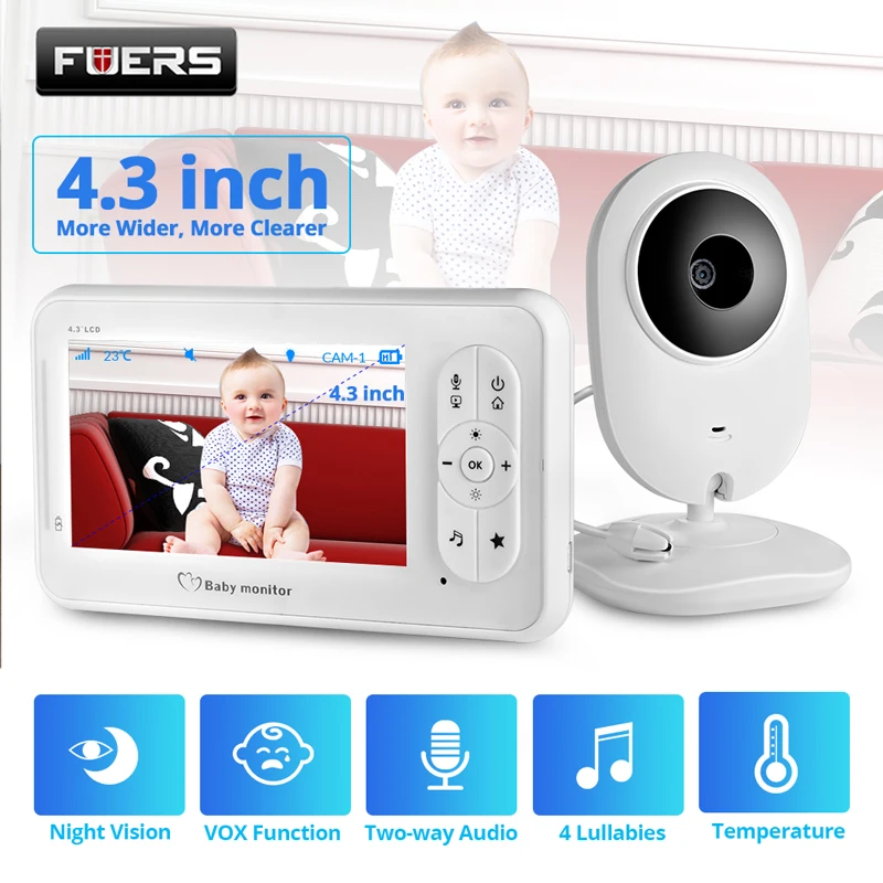 

4.3 inch Video Baby Monitor Wireless with Camera Two-way Talkback Nanny Camera Babysitter Night Vision Temperature Detection