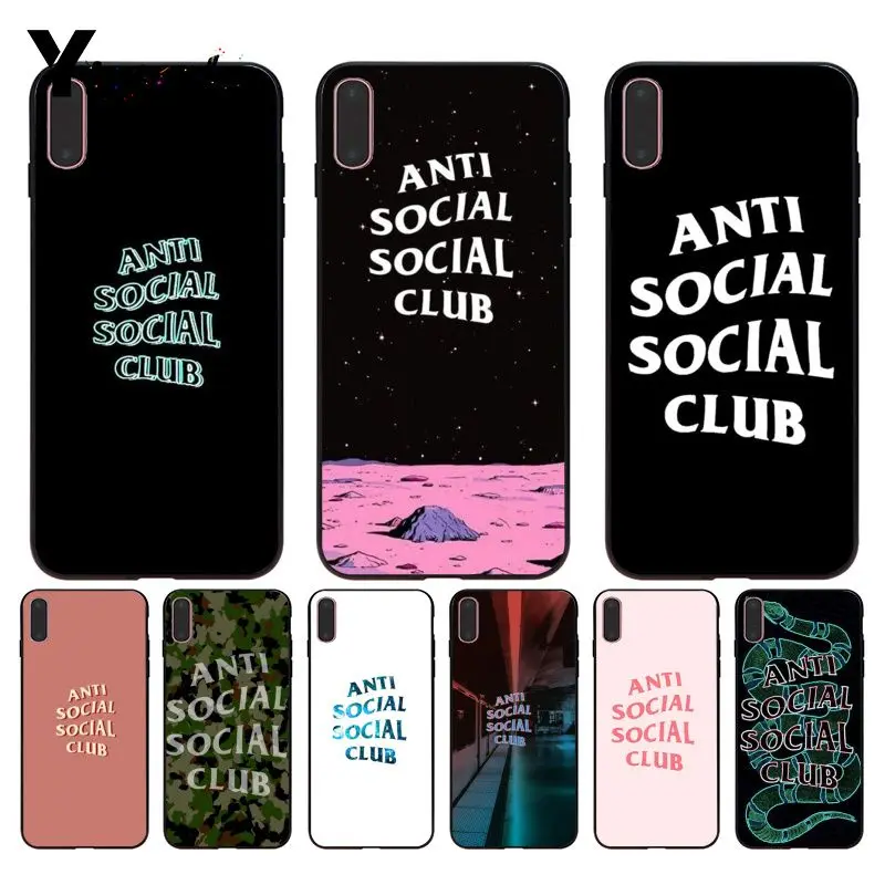 

Yinuoda For iphone 7 XSMAX Case ASSC Anti Social Club Logo Brand Better Phone Case for iPhone X 8 7 6 6S Plus X 5 5S SE XR XS