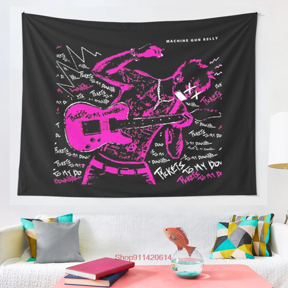 Playing Pink Guitar Until I Get My Tickets To My Downfall Tapestry Wall Hanging Tapestries For Living Room Beach Towel Blanket Tapestry Aliexpress