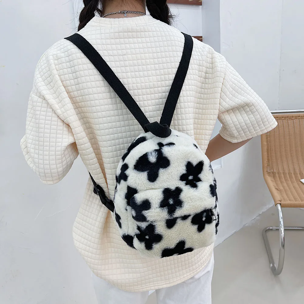 Portable Children Travel Shopping Rucksacks Casual Autumn Winter Lamb Fleece Women's Bagpack Cute Bear Shaped Shoulder Backpack