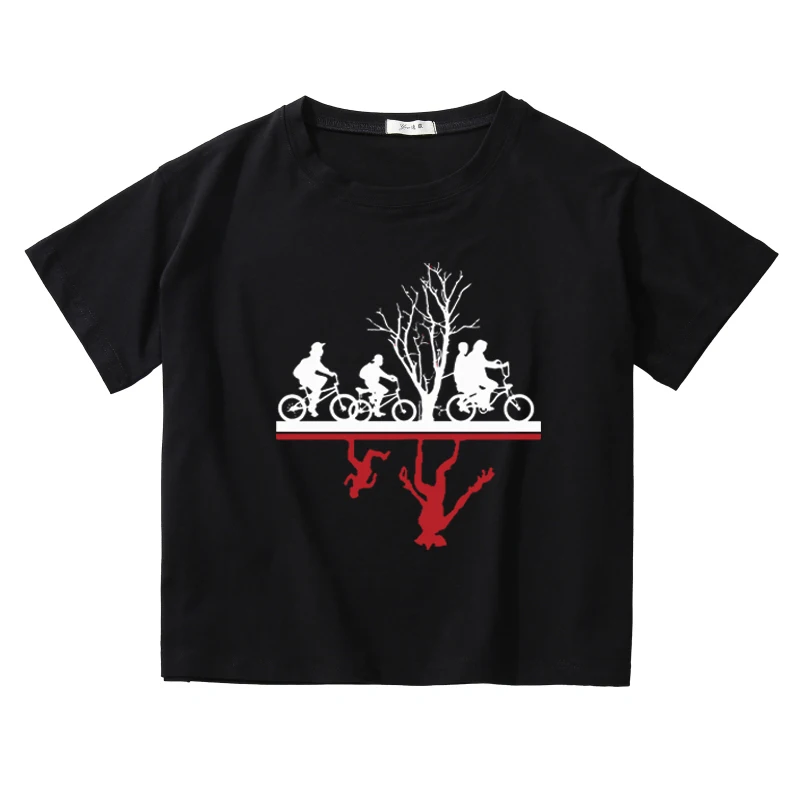 Stranger Things Two-worlds crop top women cotton korean style hip hop hipster vintage punk short t-shirt tops clothing new | Женская