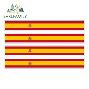 

EARLFAMILY 13cm x 1.7cm 4pcs Car Stripe Motorcycle Racing Flag Sticker Waterproof Car Decal Bike Moto Tuning Spain Car Stickers