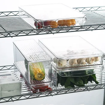 

Refrigerator Storage Box PET Material Freeze Food Preservative Box Drawer-type Organizing Kitchen Food Ingredients Only Storage