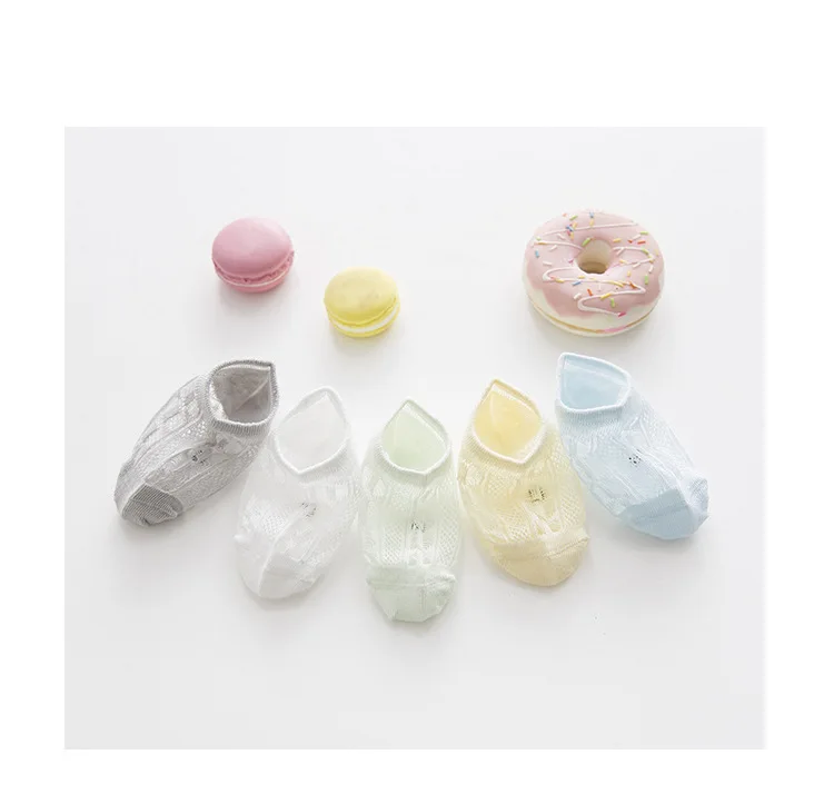 [ Hollow out No-show Socks] Spring And Summer Lace Mesh Thin Cotton Medium And Small Infants Children Baby Socks