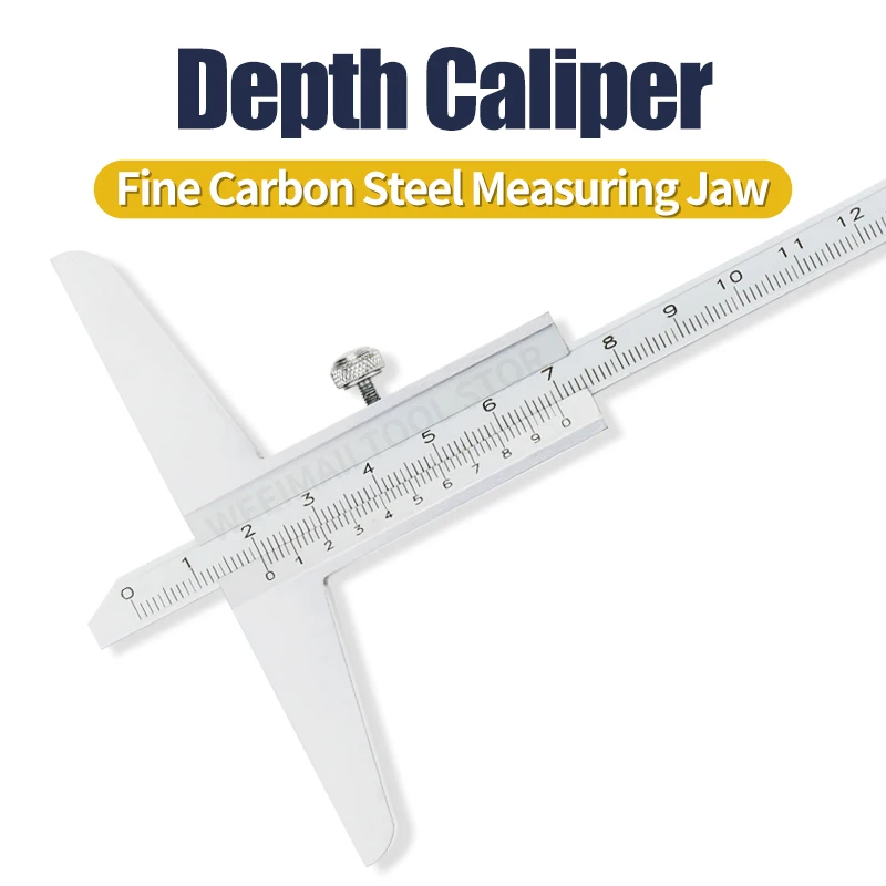 Description Picture 2 of itemDepth Gauge Vernier Caliper Metal Calipers Woodworking Tools Caliber Measuring Tool Steel Gauges Depth Measurement 150 200 300mm