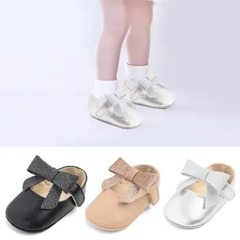 

0-18M Baby Shoes 2020 Spring Newborn Boys Girls Toddler Shoes PU Leather Baby bow Moccasins Sequin Casual Sneakers Hot sale