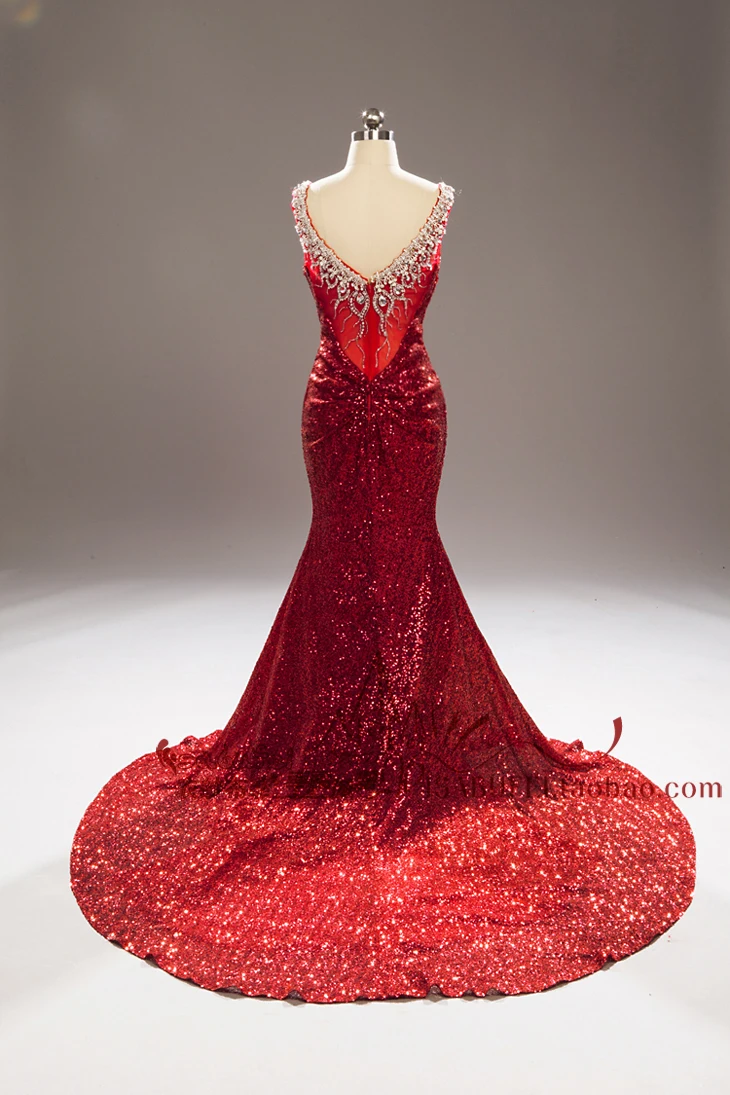 Vestido de festa longo сексуальное Кристальное вечернее платье, расшитое бисером красное расшитое блестками длинное вечернее платье Русалка платья для матери невесты