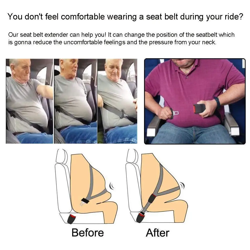 Universal Car Seat Belt Clip Extension Plug 20mm Adjustable Safety Extender  Belt Extension Buckle Black for Pregnancy Fatty