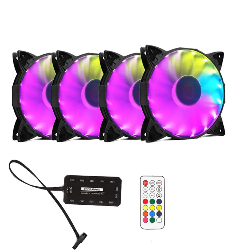 

Computer PC Case Fan RGB Adjustable LED Fan 120mm Quiet Remote Computer Cooler Cooling RGB Case Fans