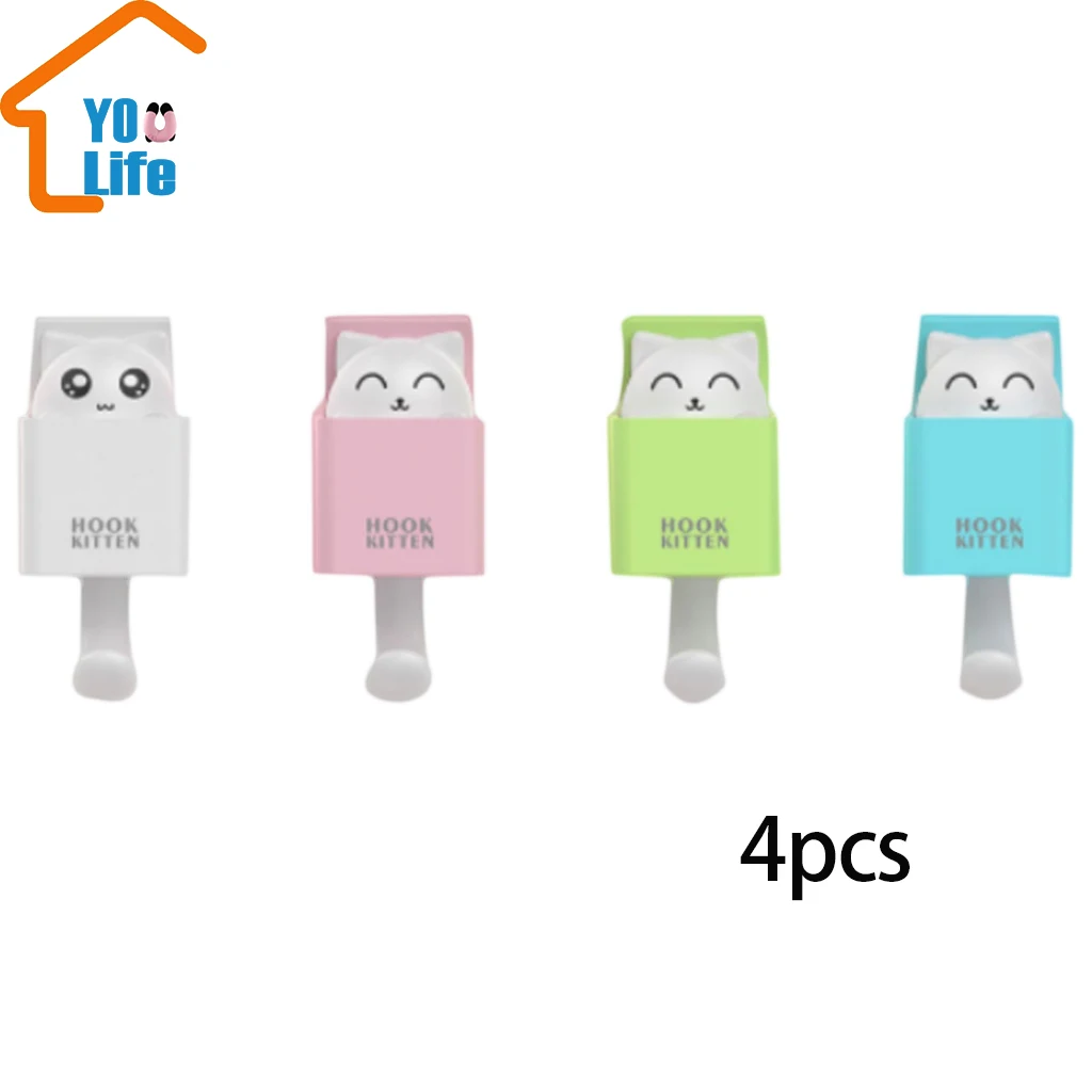

Creative Cute Cat Fun Free Punching Hook Tissue Box Style Hanging Clothes Keys To Decorate The Girl' Room Behind Door Brick Hook
